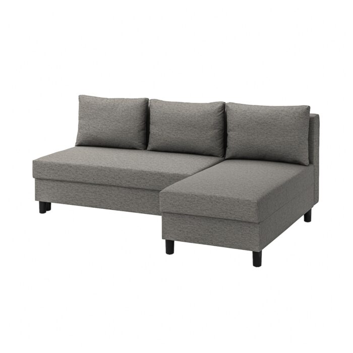 ÄLVDALEN Divano letto 3 posti/chaise-longue - Knisa grigio-beige