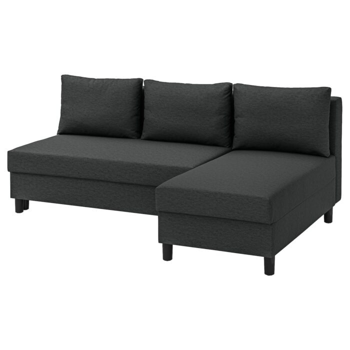 ÄLVDALEN Divano letto 3 posti/chaise-longue - Knisa grigio scuro