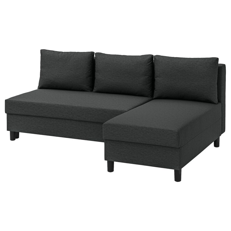ÄLVDALEN Divano letto 3 posti/chaise-longue - Knisa grigio scuro