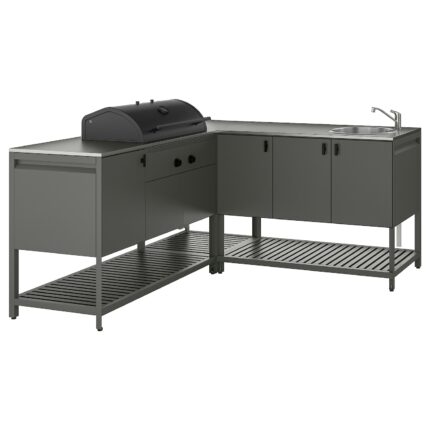 BÅTSKÄR Cucina ester/BBQ carbon/elem lavel - grigio scuro 180x180 cm