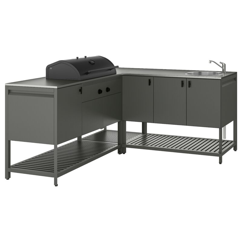 BÅTSKÄR Cucina ester/BBQ carbon/elem lavel - grigio scuro 180x180 cm