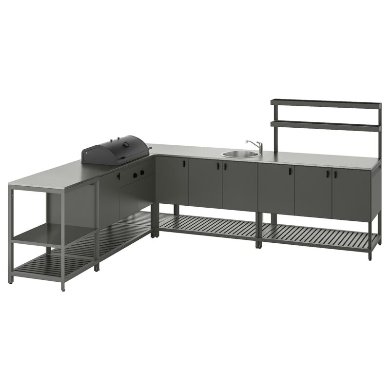 BÅTSKÄR Cucina ester/BBQ carbon/elem lavel - grigio scuro 240x300 cm