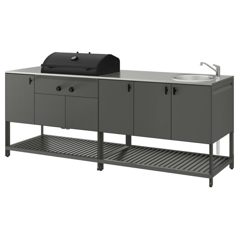 BÅTSKÄR Cucina ester/BBQ carbon/elem lavel - grigio scuro 240x60 cm