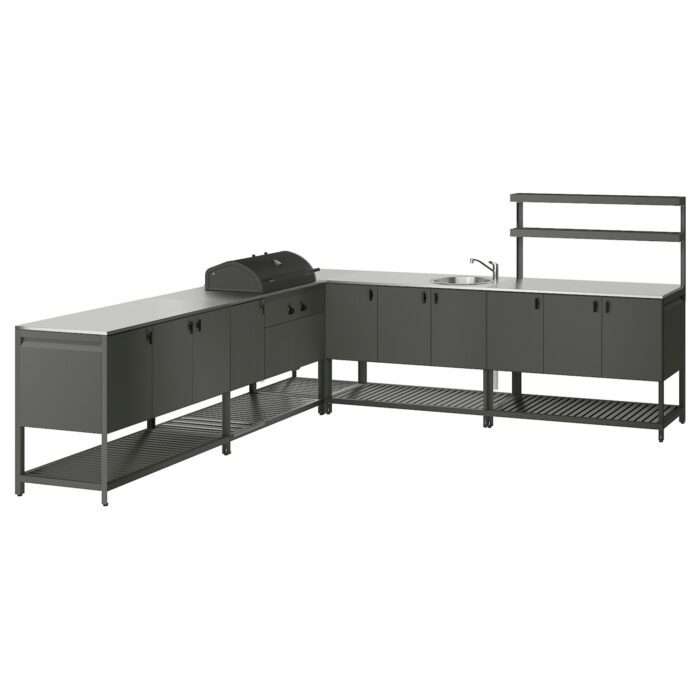 BÅTSKÄR Cucina ester/BBQ carbon/elem lavel - grigio scuro 300x300 cm