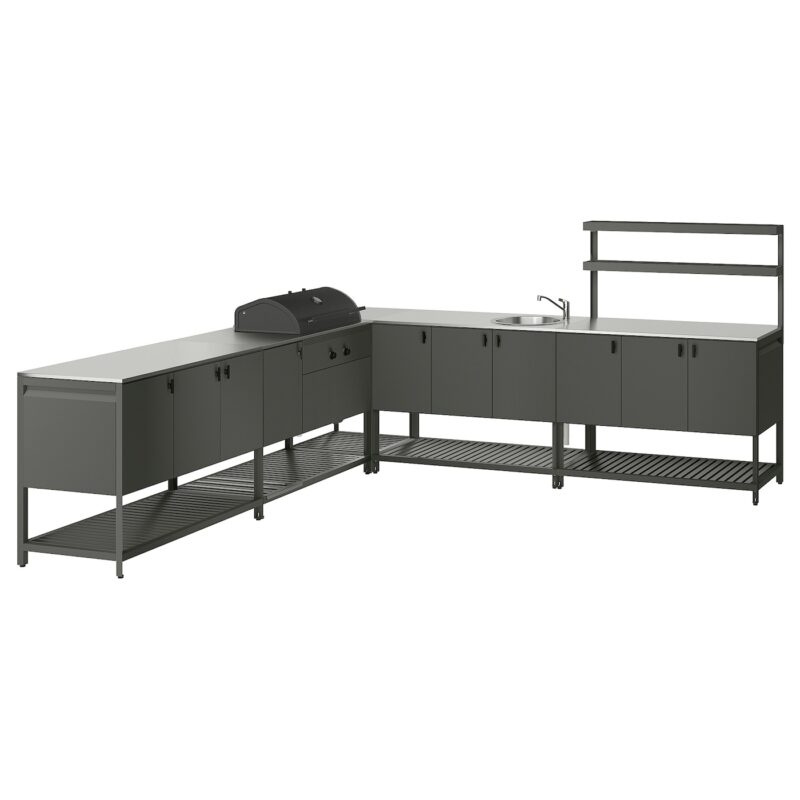 BÅTSKÄR Cucina ester/BBQ carbon/elem lavel - grigio scuro 300x300 cm