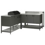 BÅTSKÄR Cucina ester/BBQ carbon/tavolo bar - grigio scuro 220x180 cm