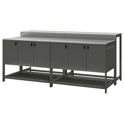 BÅTSKÄR Isola cucina esterno con tavolo bar - grigio scuro 240x100 cm