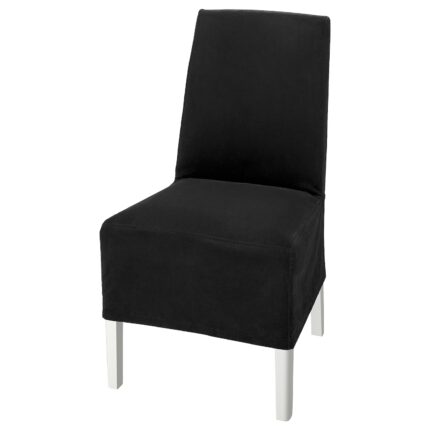 BERGMUND Sedia con fodera di lunghezza media - bianco/Djuparp grigio scuro