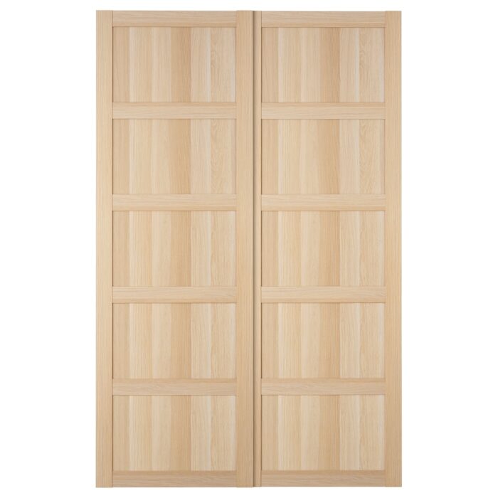 BERGSBO Coppia di ante scorrevoli - effetto rovere con mordente bianco 150x236 cm