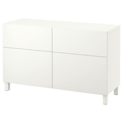 BESTÅ Combinazione + ante/cassetti - bianco/Lappviken/Stubbarp bianco 120x42x74 cm
