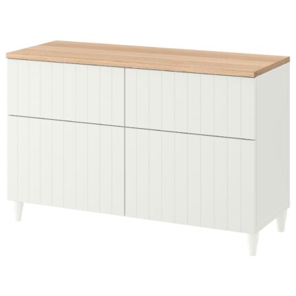 BESTÅ Combinazione + ante/cassetti - bianco/Sutterviken/Kabbarp bianco 120x42x76 cm