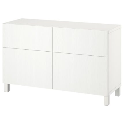 BESTÅ Combinazione + ante/cassetti - bianco/Timmerviken/Stubbarp bianco 120x42x74 cm