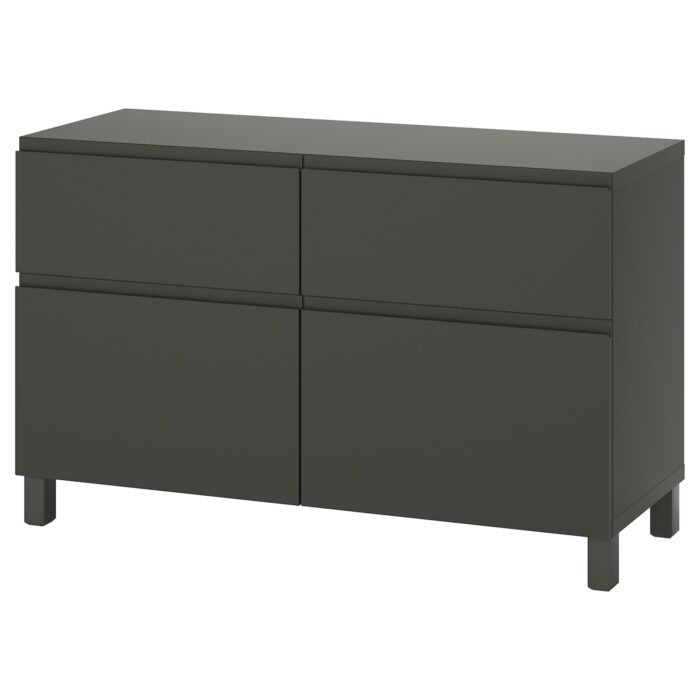 BESTÅ Combinazione + ante/cassetti - grigio scuro/Västerviken/Stubbarp grigio scuro 120x42x74 cm