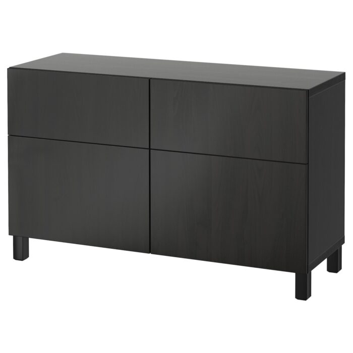 BESTÅ Combinazione + ante/cassetti - marrone-nero/Lappviken/Stubbarp marrone-nero 120x42x74 cm
