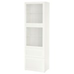 BESTÅ Combinazione con ante a vetro - bianco/Hanviken vetro trasparente bianco 60x42x193 cm