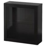 BESTÅ Mobile con anta a vetro - marrone-nero/Sindvik vetro trasparente marrone-nero 60x22x64 cm