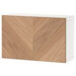 BESTÅ Mobile con anta - bianco/Hedeviken impiallacciatura di rovere 60x22x38 cm