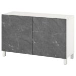BESTÅ Mobile con ante - bianco Bergsviken/Stubbarp/nero effetto marmo 120x42x74 cm