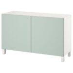 BESTÅ Mobile con ante - bianco/Hjortviken/Stubbarp grigio pallido-verde 120x42x74 cm