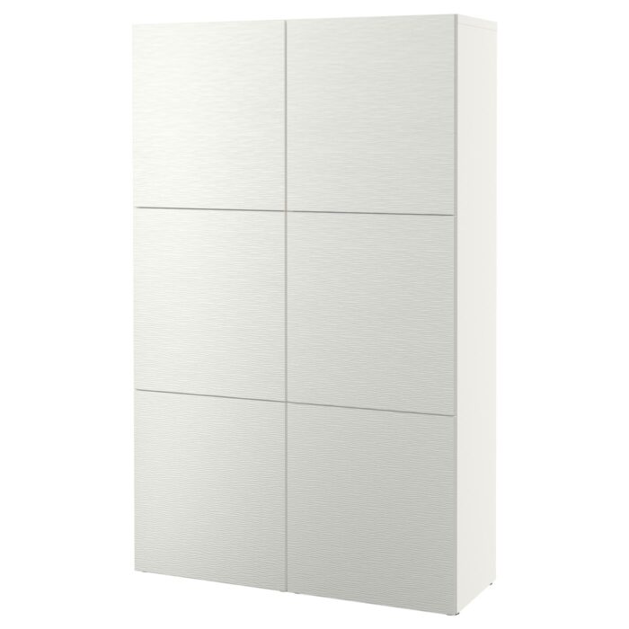 BESTÅ Mobile con ante - bianco/Laxviken bianco 120x42x193 cm