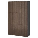 BESTÅ Mobile con ante - marrone-nero Björköviken/marrone impiallacciatura di rovere/mordente 120x42x193 cm
