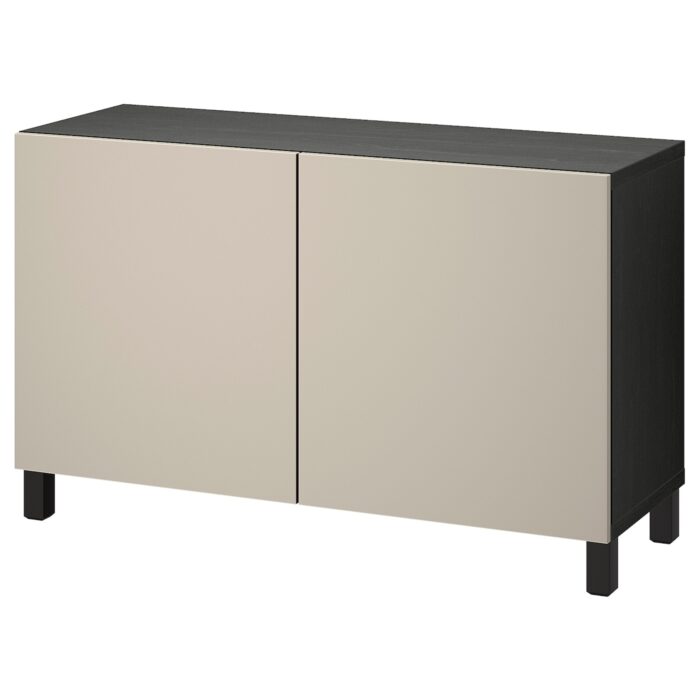 BESTÅ Mobile con ante - marrone-nero/Lappviken/Stubbarp grigio chiaro-beige 120x42x74 cm
