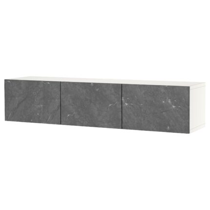 BESTÅ Mobile TV con ante - bianco/Bergsviken nero 180x42x38 cm