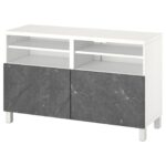 BESTÅ Mobile TV con ante - bianco/Bergsviken/Stubbarp nero 120x42x74 cm