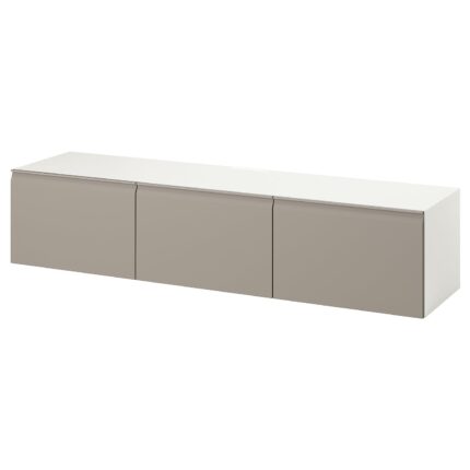 BESTÅ Mobile TV con ante - bianco/Hammarsmed beige 180x42x38 cm