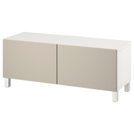 BESTÅ Mobile TV con ante - bianco Lappviken/Stubbarp/grigio chiaro/beige 120x42x48 cm