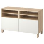 BESTÅ Mobile TV con ante - effetto rovere mordente bianco/Lappviken/Stubbarp bianco 120x42x74 cm