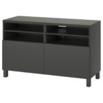 BESTÅ Mobile TV con ante - grigio scuro/Lappviken/Stubbarp grigio scuro 120x42x74 cm