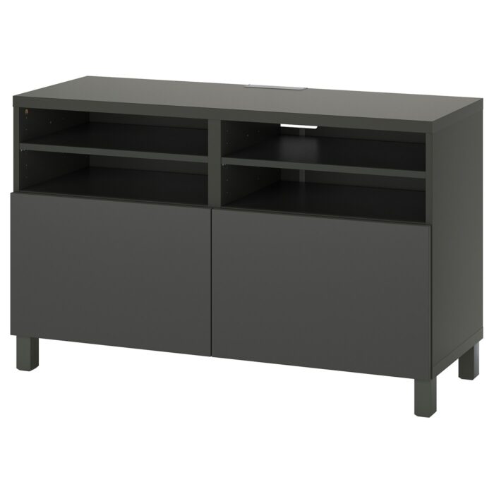 BESTÅ Mobile TV con ante - grigio scuro/Lappviken/Stubbarp grigio scuro 120x42x74 cm