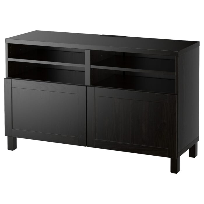 BESTÅ Mobile TV con ante - marrone-nero/Hanviken/Stubbarp marrone-nero 120x42x74 cm