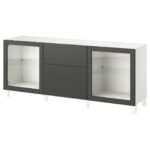BESTÅ Mobili con cassetti - bianco Lappviken/Sindvik/Stubbarp grigio scuro 180x42x74 cm