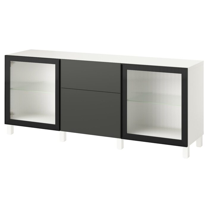 BESTÅ Mobili con cassetti - bianco Lappviken/Stubbarp/Fällsvik antracite 180x42x74 cm