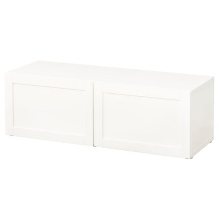 BESTÅ Scaffale con ante - bianco/Hanviken bianco 120x42x38 cm