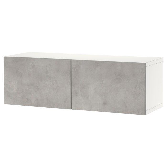 BESTÅ Scaffale con ante - bianco/Kallviken grigio chiaro 120x42x38 cm