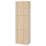 BESTÅ Scaffale con ante - effetto rovere con mordente bianco/Lappviken effetto rovere con mordente bianco 60x42x193 cm
