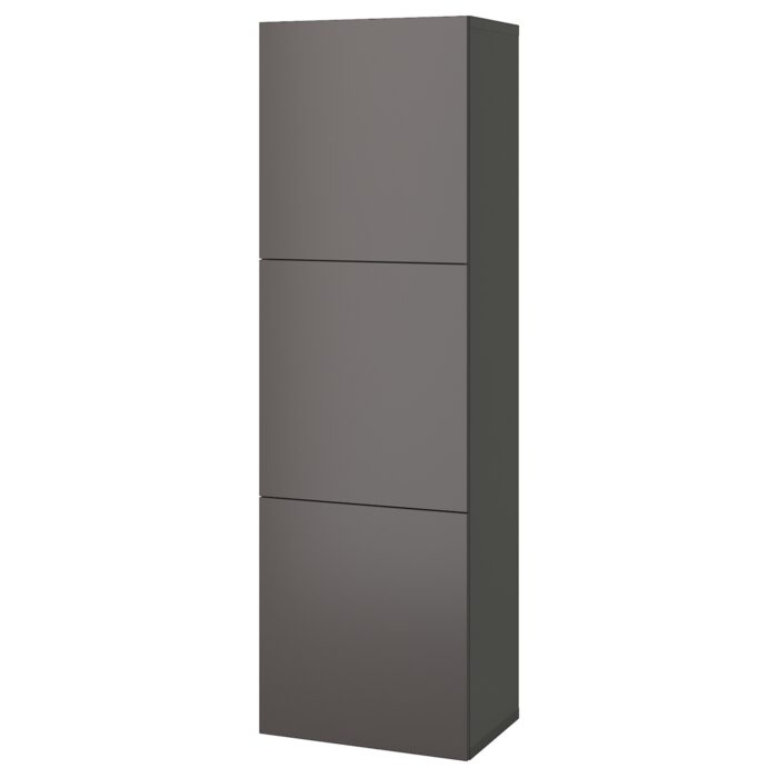 BESTÅ Scaffale con ante - grigio scuro/Lappviken grigio scuro 60x42x193 cm