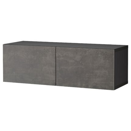 BESTÅ Scaffale con ante - marrone-nero/Kallviken grigio scuro 120x42x38 cm