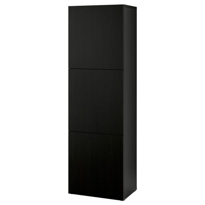 BESTÅ Scaffale con ante - marrone-nero/Lappviken marrone-nero 60x42x193 cm