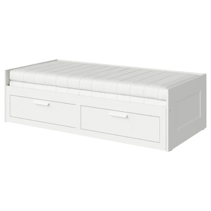 BRIMNES Letto divano/2 cassetti/2 materassi - bianco/Åfjäll rigido 80x200 cm