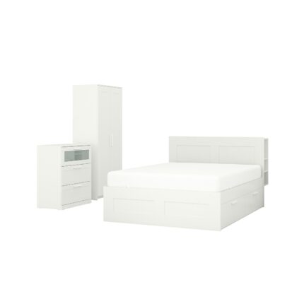 BRIMNES Set camera da letto 3 pezzi - bianco 140x200 cm