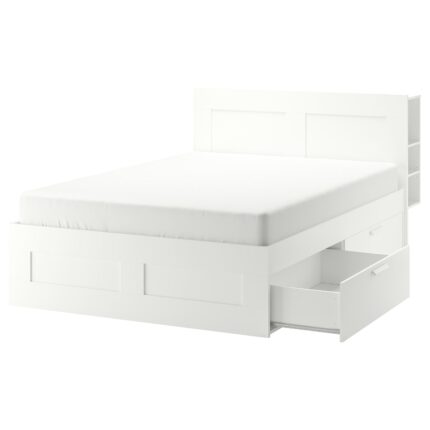 BRIMNES Struttura letto/contenit/testiera - bianco/Lönset 160x200 cm