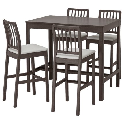 EKEDALEN / EKEDALEN Tavolo e 4 sgabelli bar - marrone scuro/Orrsta grigio chiaro 120 cm