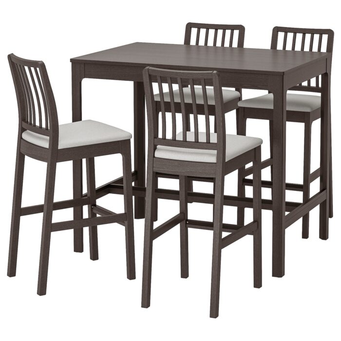EKEDALEN / EKEDALEN Tavolo e 4 sgabelli bar - marrone scuro/Orrsta grigio chiaro 120 cm