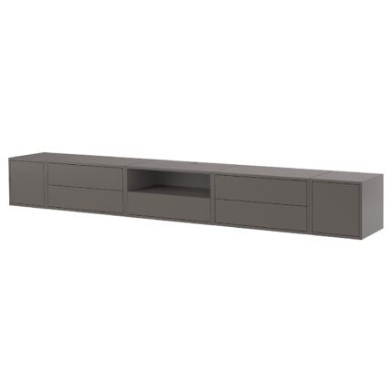 EKET Combinazione audio/video - grigio scuro/con ante 280x35x35 cm