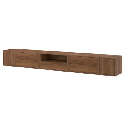 EKET Combinazione audio/video - marrone/effetto noce con ante 280x35x35 cm