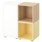 EKET Combinazione di mobili con piedini - bianco/effetto rovere con mordente giallo pallido 70x35x72 cm